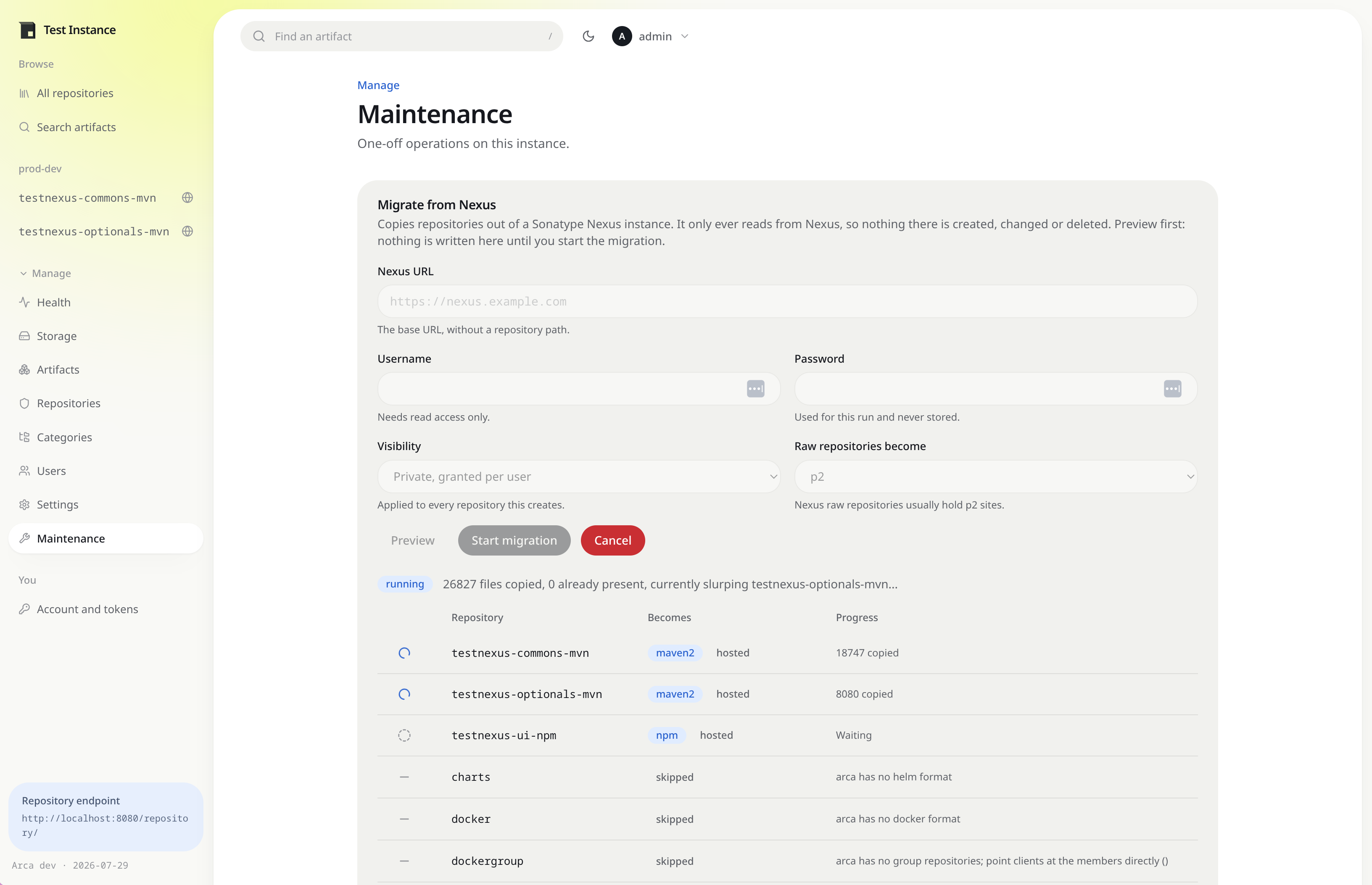 Previewing a Nexus migration before anything is written